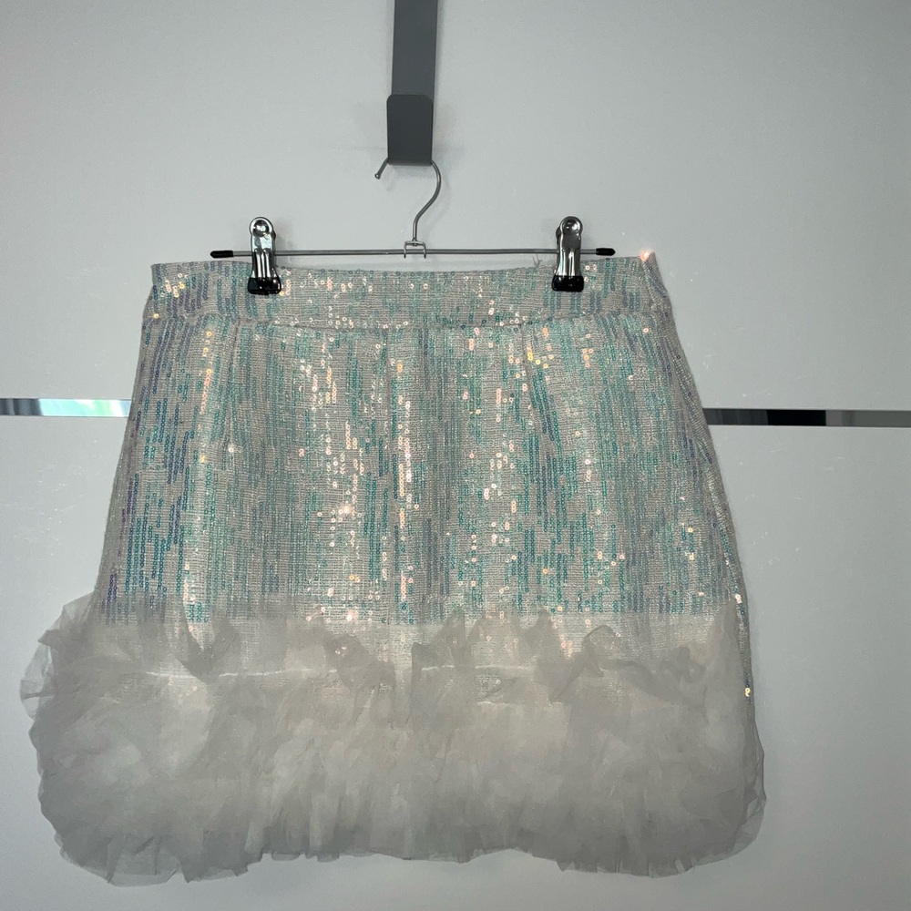 White and Silver Sequin Skirt
